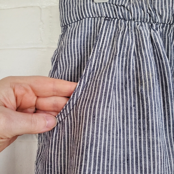 J Crew Monterey Linen Skirt Drawstring Blue Striped Size 0 - Picture 2 of 4